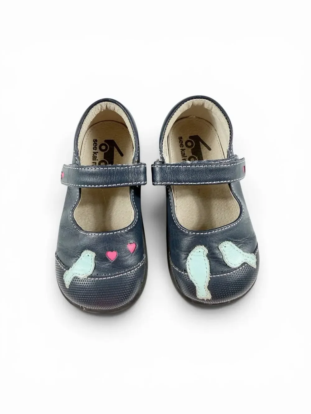See Kai Run Kathryn II Navy Bird Leather Mary Jane Shoes Size 7.5 Toddler